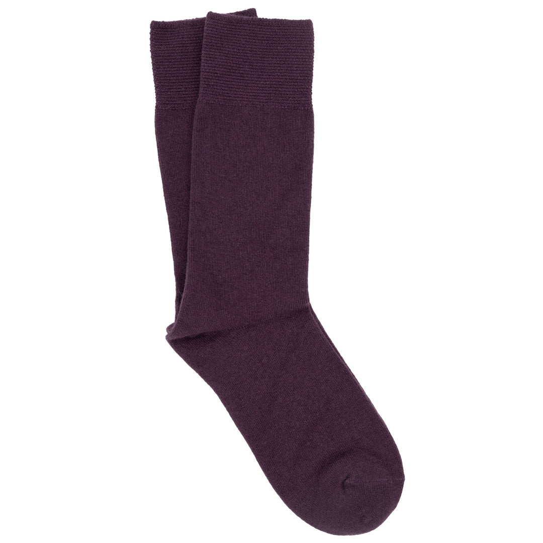 A pair of fucsia crew socks with a pique cuff.