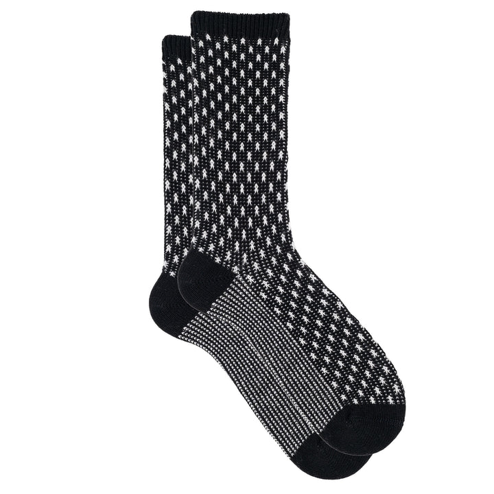 Black and white patterned sock on a white background