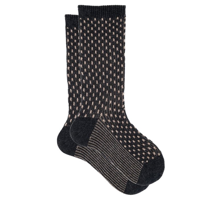 Jotter - Cashmere Silk Jacquard Striped Dot Crew