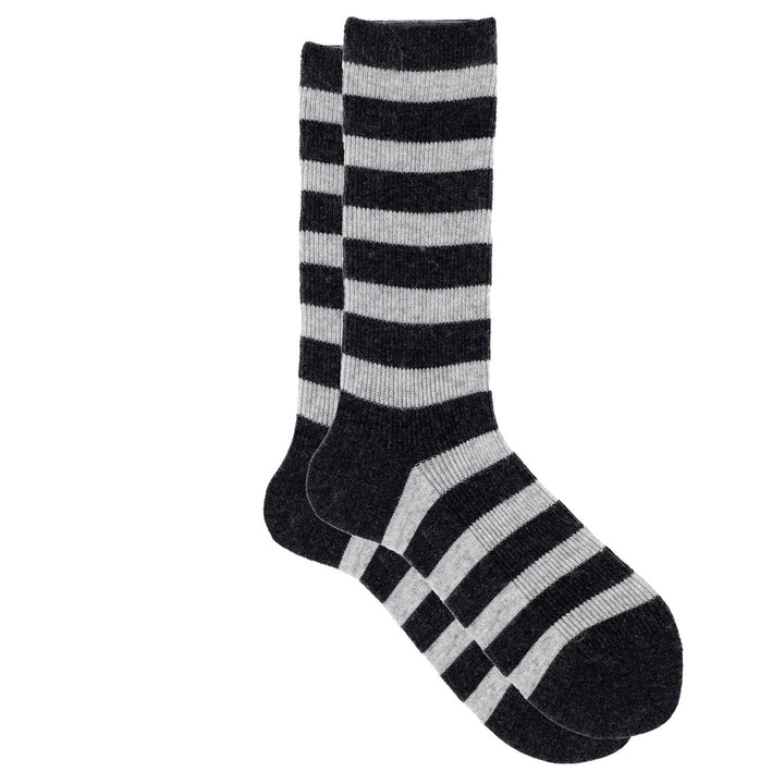 black and whitestriped sock on a white background