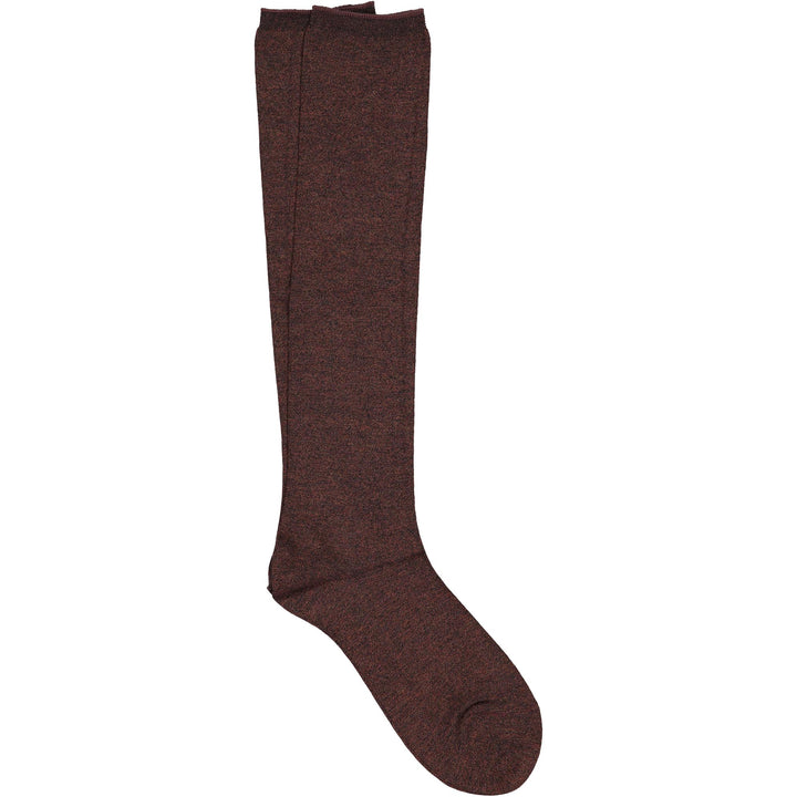 Brown knee-high sock on a white background