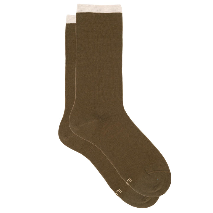 Pair of brown socks on a white background