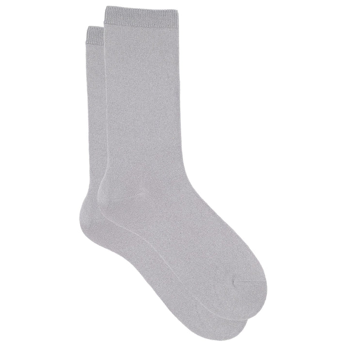 Pair of gray socks on a white background