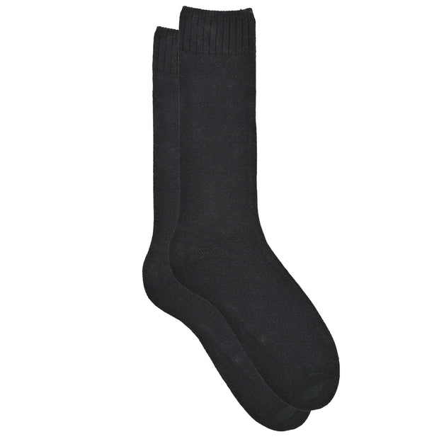 Pair of black socks on a white background
