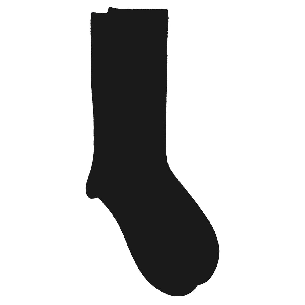 A pair of black crew socks with a pique cuff.