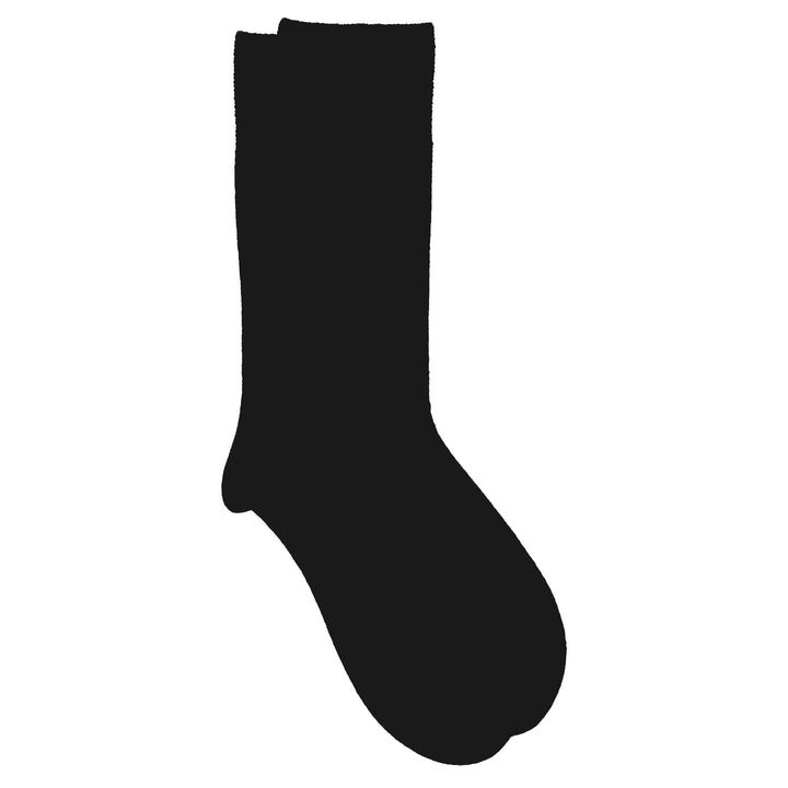 A pair of black crew socks with a pique cuff.