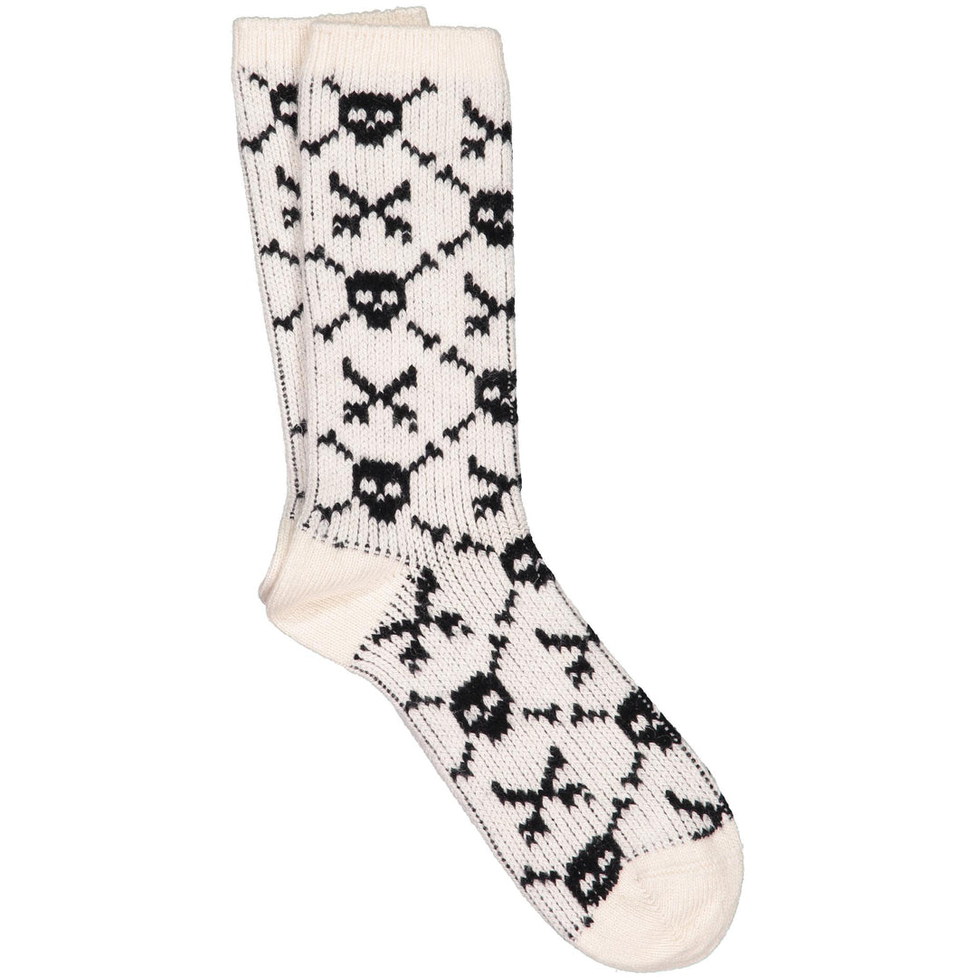 White socks with skull pattern on a white background