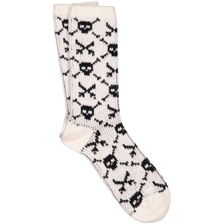 White socks with skull pattern on a white background