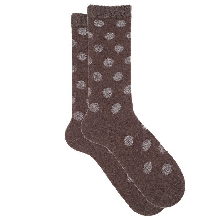Pair of brown socks on a white background
