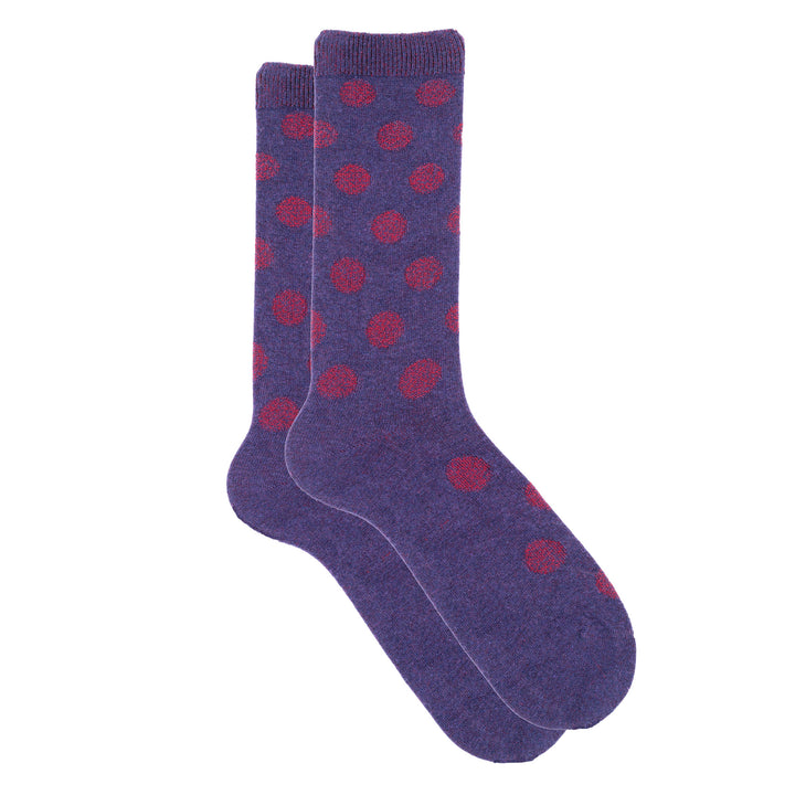 Pair of purple socks on a white background