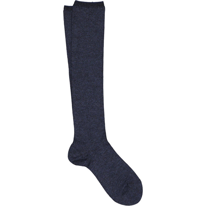 Blue knee-high sock on a white background